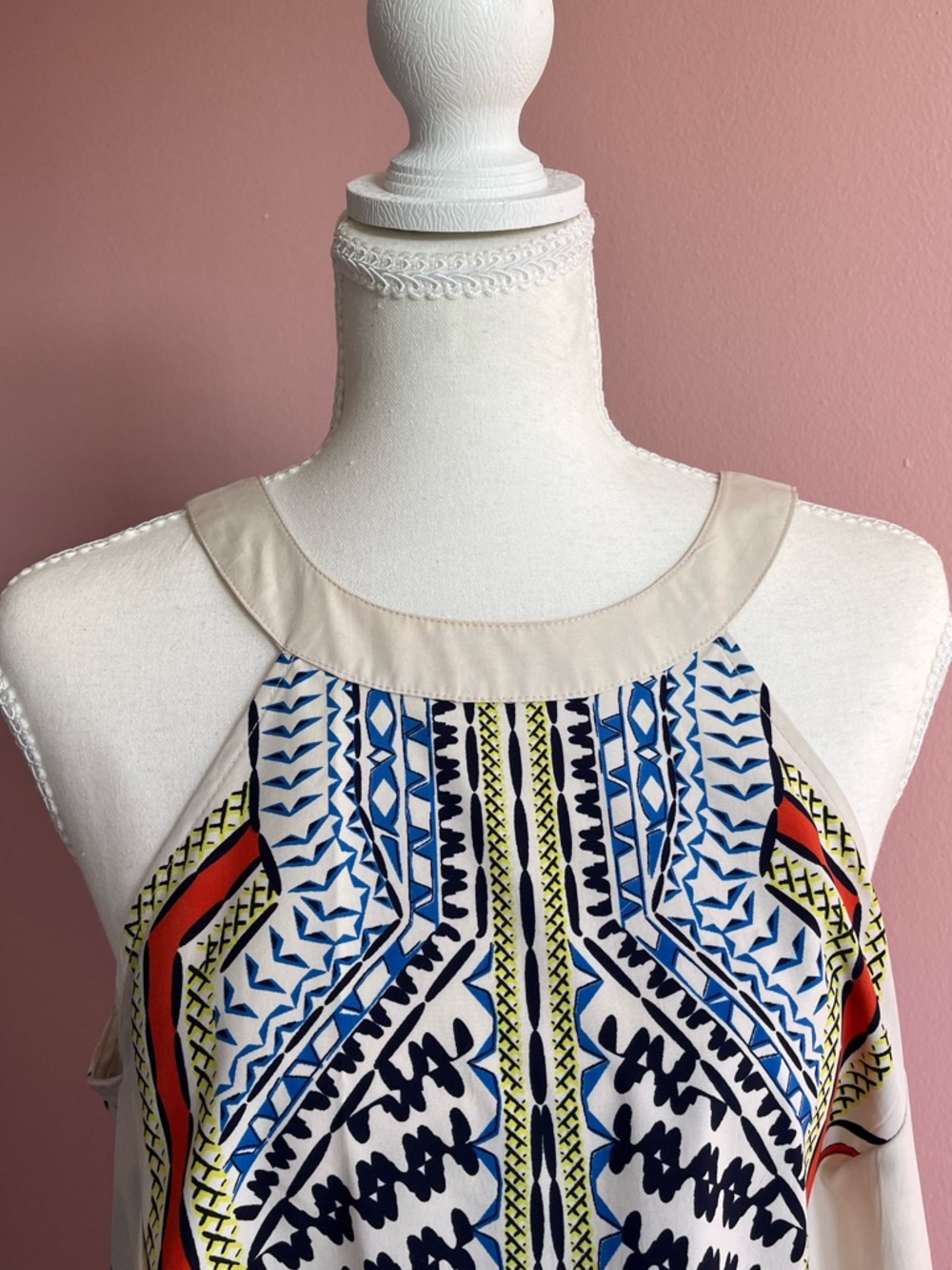 Venus Women Halter Geometric Dress Size Medium Summer Vacation Beach - Picture 4 of 5